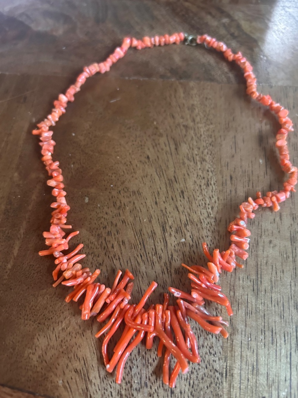 Elegant Vintage Authentic Orange Coral Branch Coastal Necklace - Picture 4 of 4
